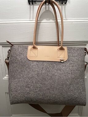 Graf Lantz large gray merino wool with vegetable tanned leather trim Tote-